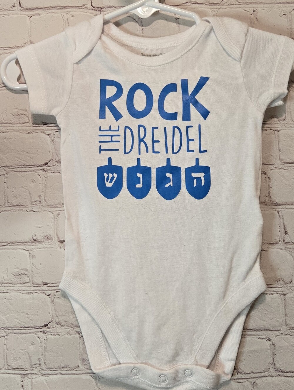 Rock the Dreidel Blue On White 0-3 months